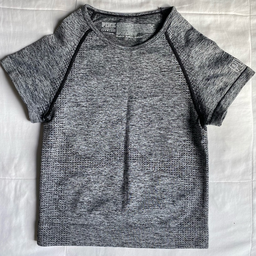 PINK VICTORIAS SECRET GREY WORKOUT TOP
